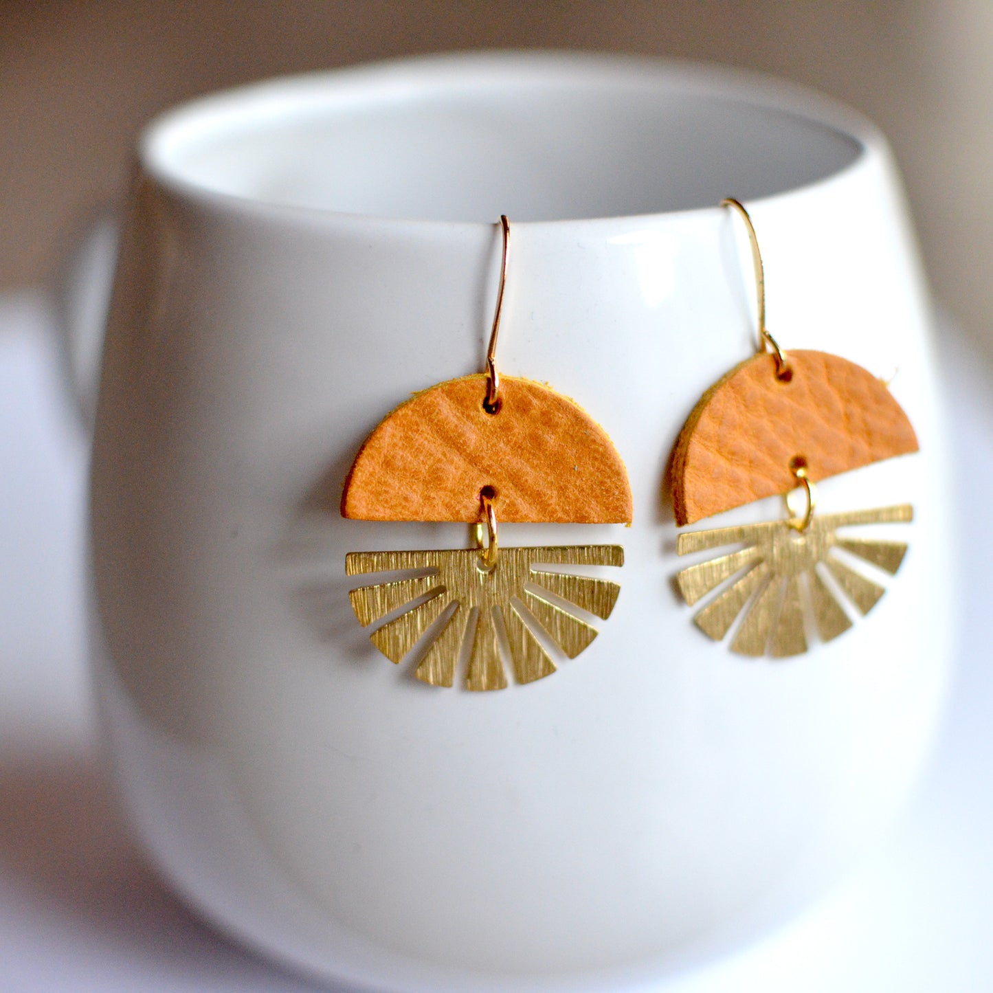 Sunburst Leather Earrings
