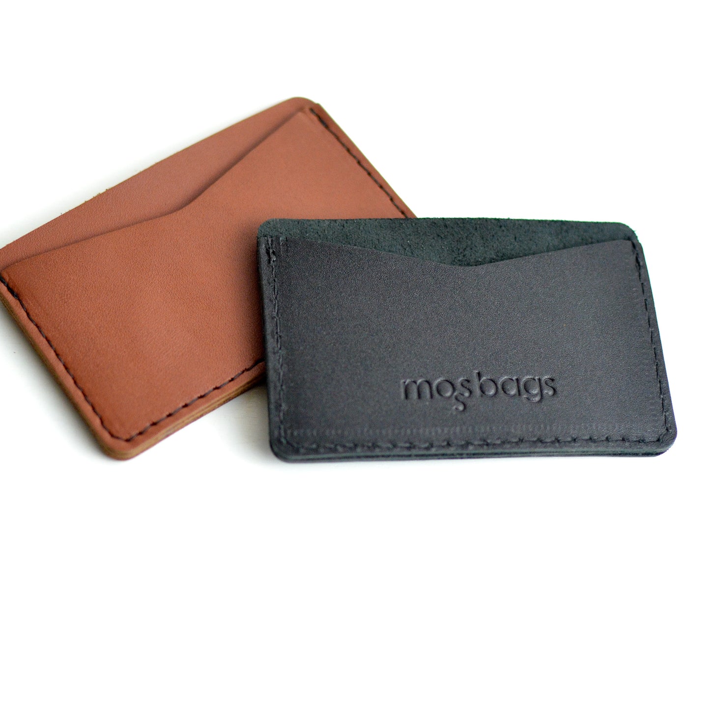 Double Sided Card Holder - Brown Leather