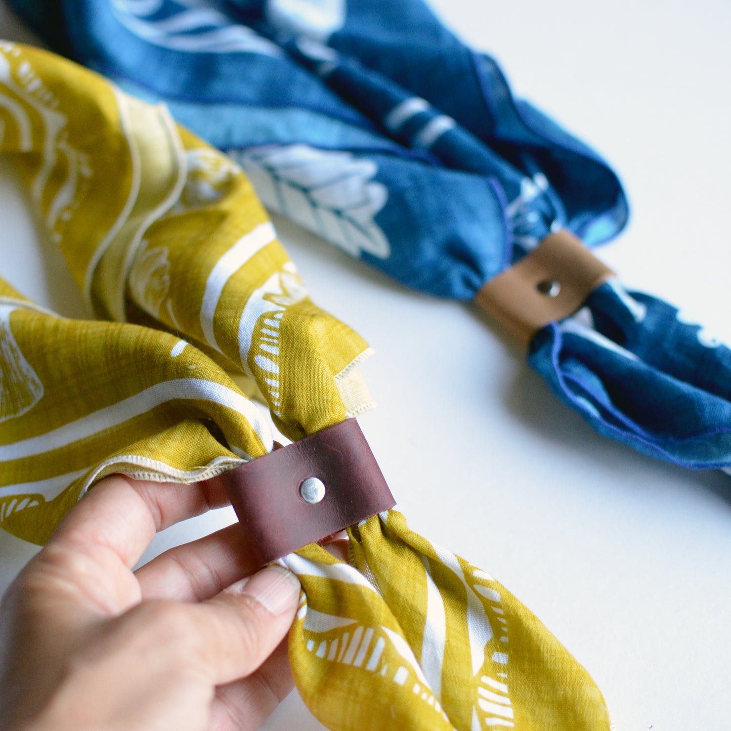 Bandana Slides - Full Grain Leather with Brass or Silver Rivet