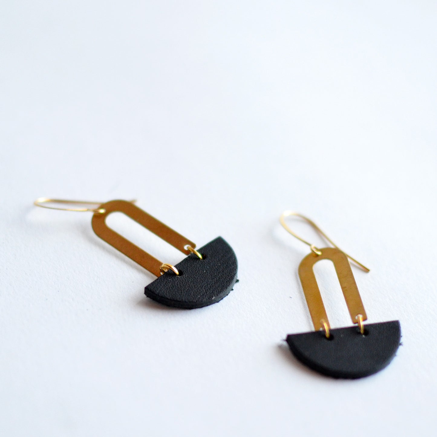 Brass + Leather Earrings