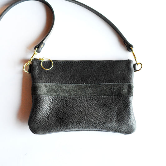 Small Leather Crossbody Bag - Black Leather