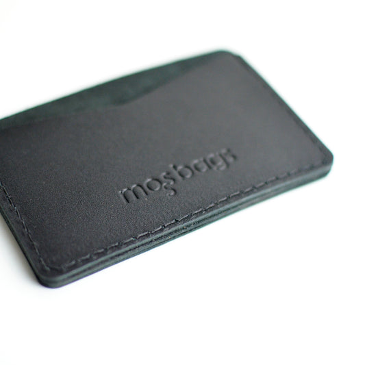 Double Sided Card Holder - Black Leather