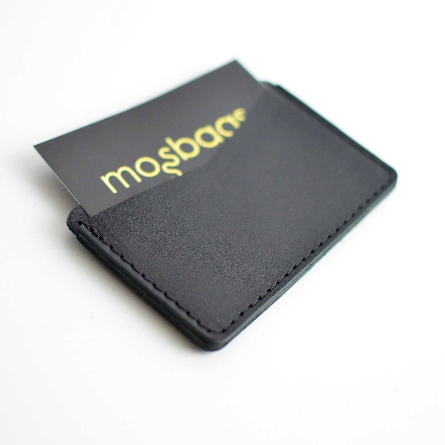 Double Sided Card Holder - Black Leather