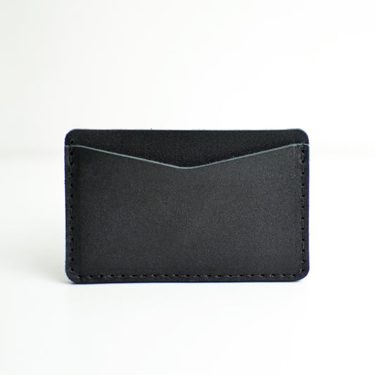 Double Sided Card Holder - Black Leather