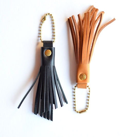 Fringe Bag Charm - Solid + Smooth Leather Options