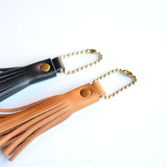 Fringe Bag Charm - Solid + Smooth Leather Options