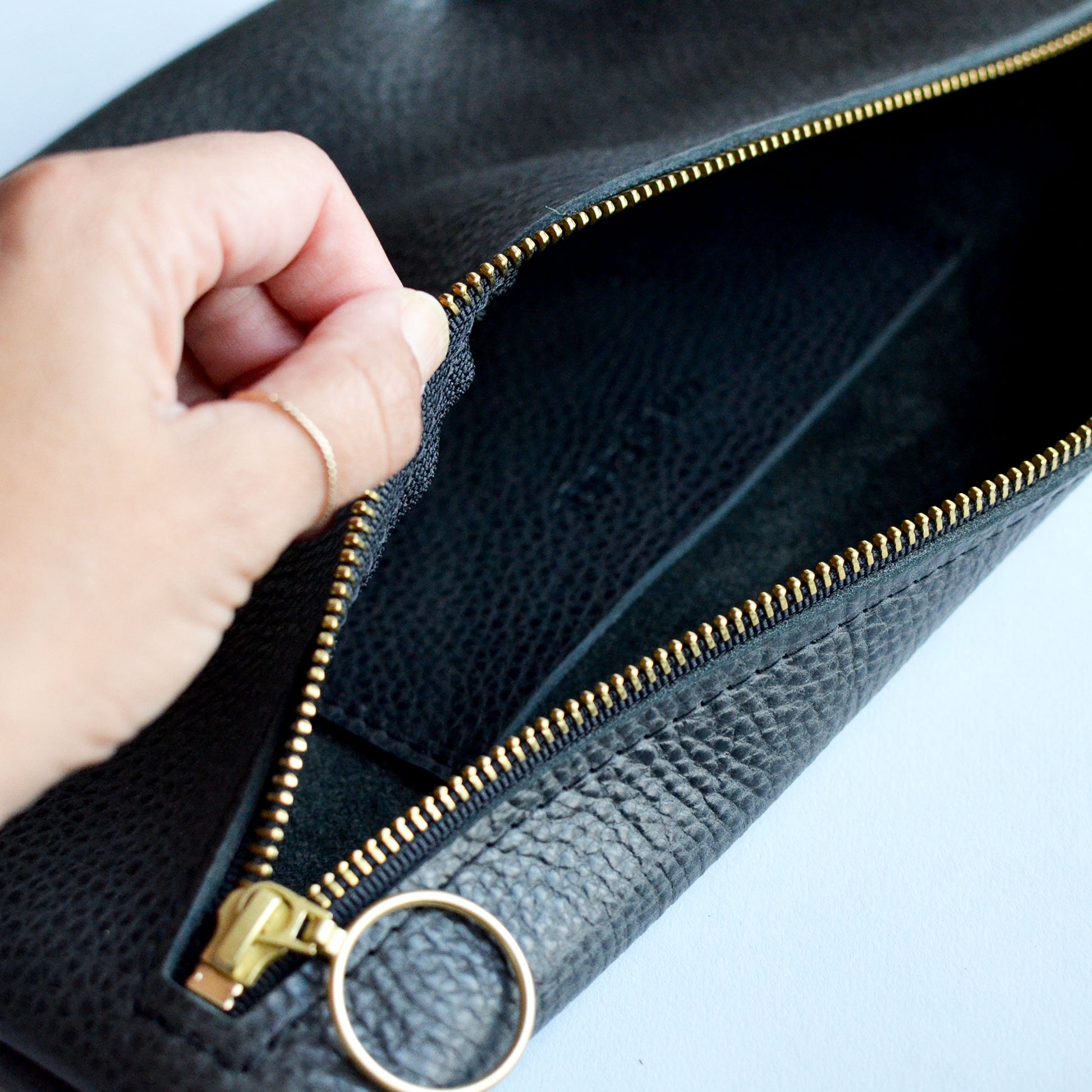 LOLA Sling Bag Short Crossbody Pebbled Black Leather – MOSS BAGS