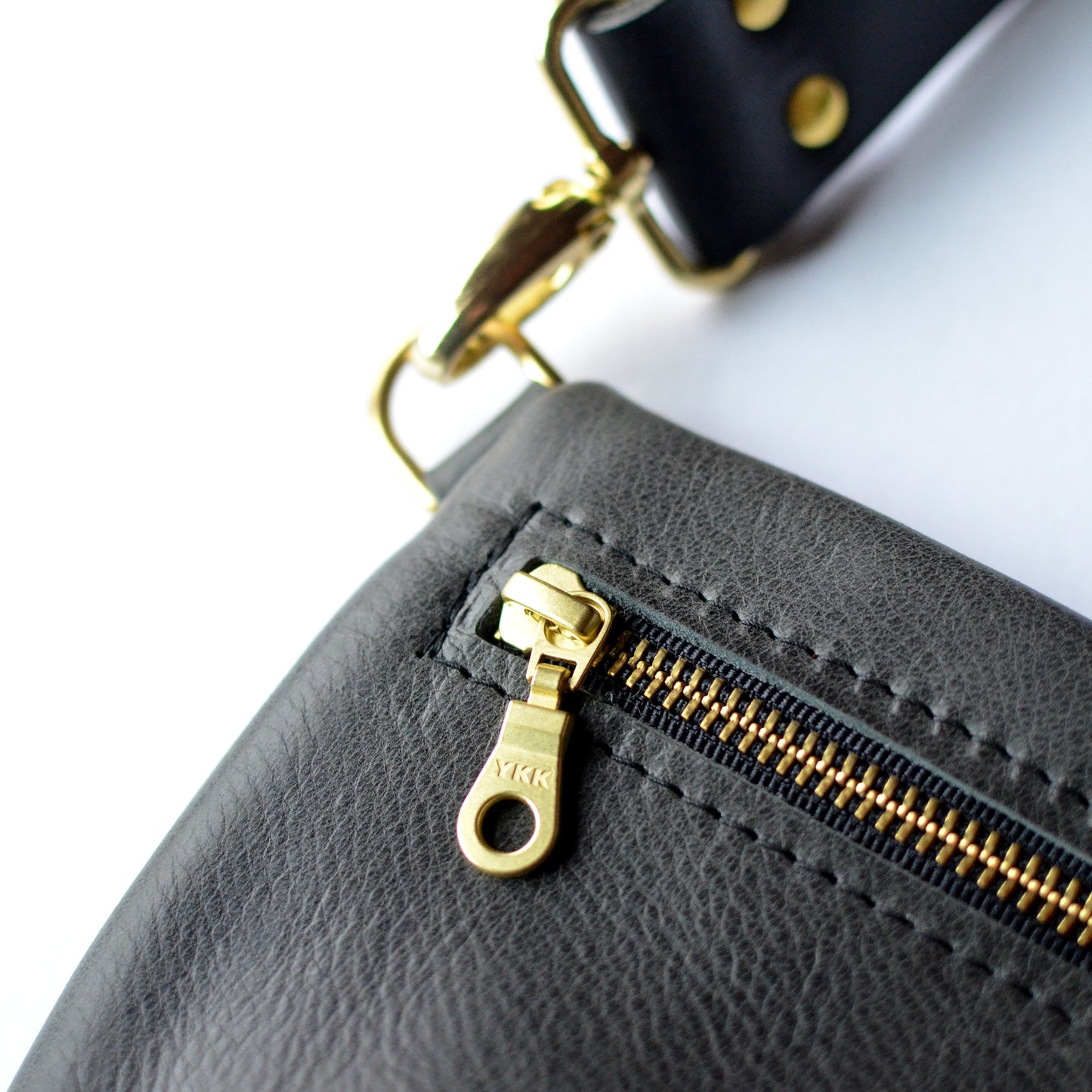 LOLA Sling Bag - Short Crossbody - Pebbled Black Leather