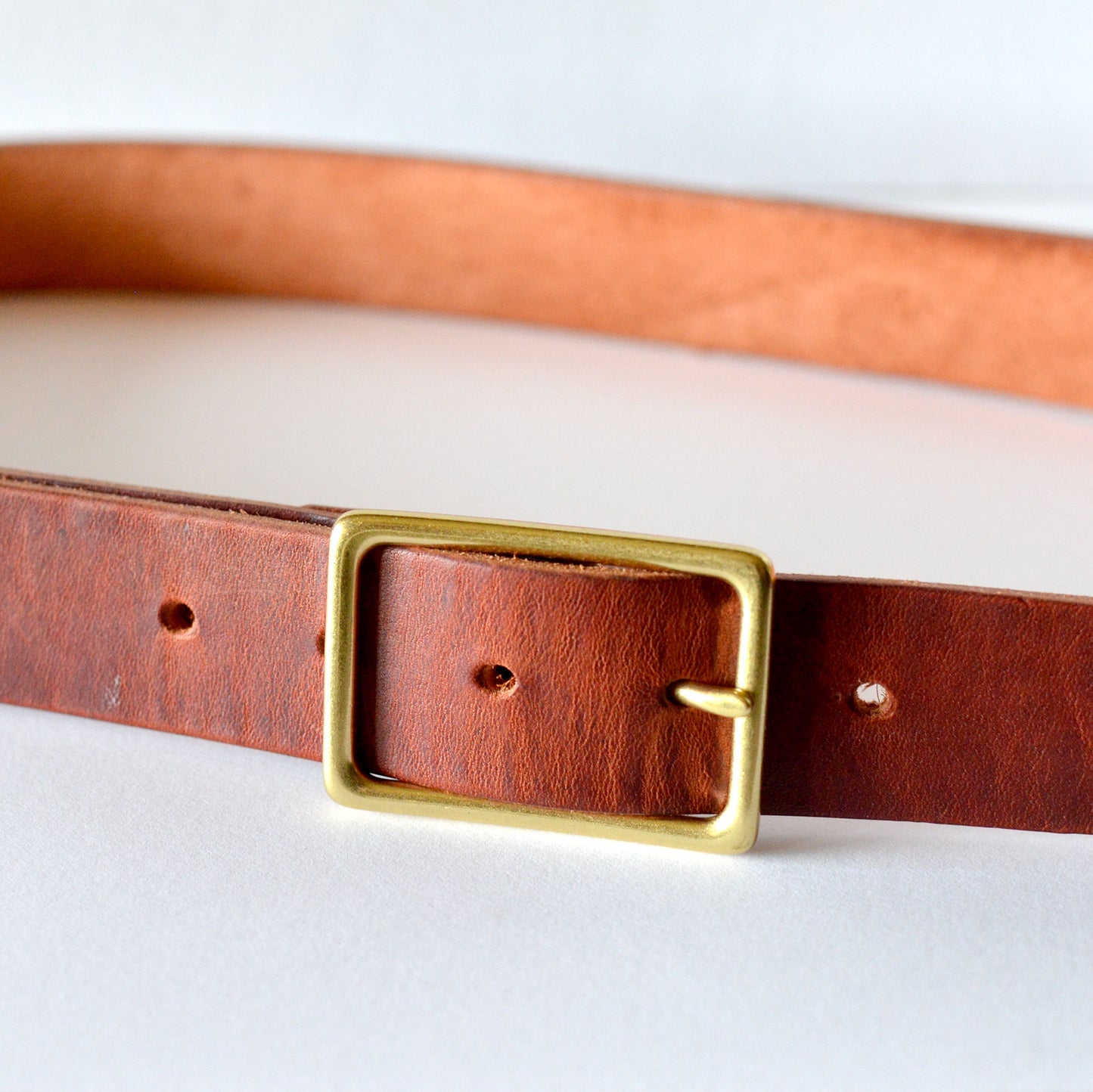 1¼" Rectangle Leather BELT - Brass Buckle