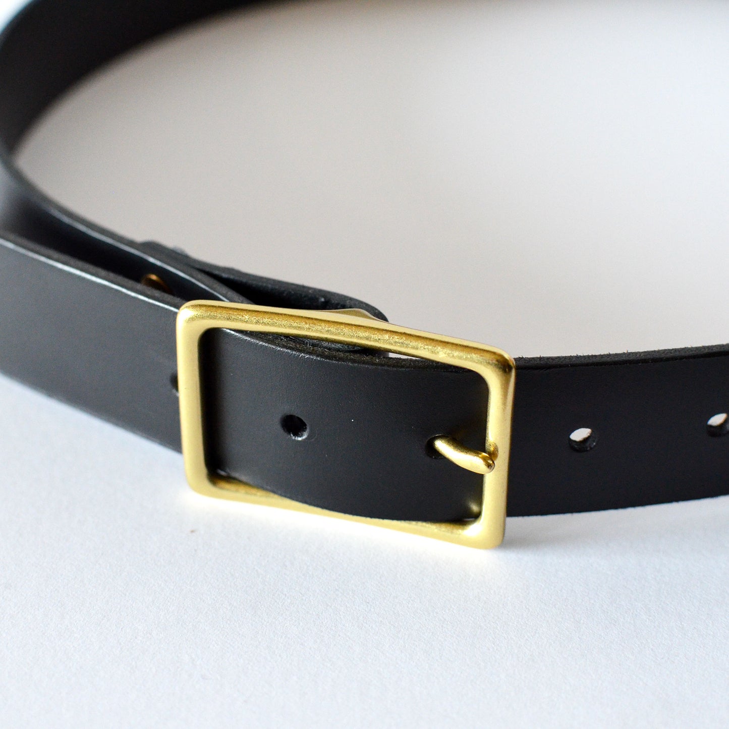 1¼" Rectangle Leather BELT - Brass Buckle