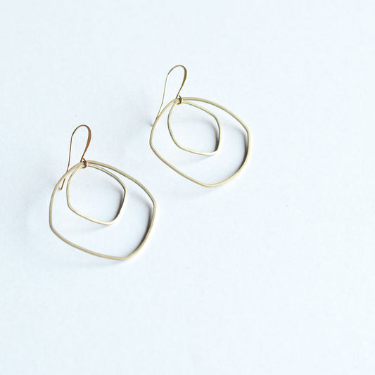 Double Irregular Square Earrings - Sold Brass