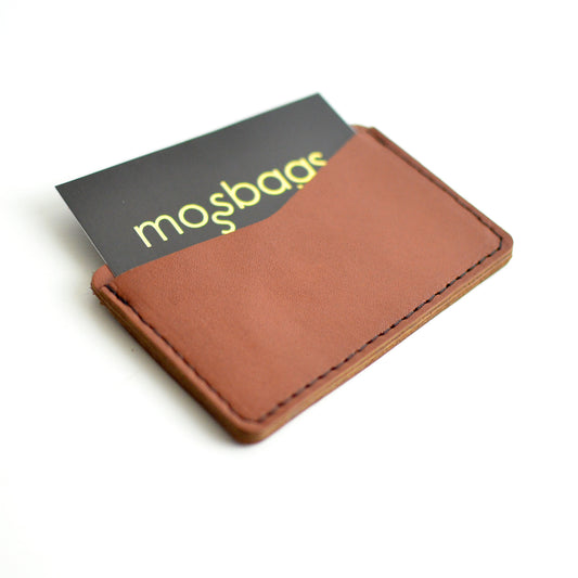 Double Sided Card Holder - Brown Leather