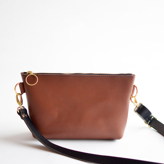 Zipper Fanny Pack + Crossbody (+ Pouch) - Brown Leather