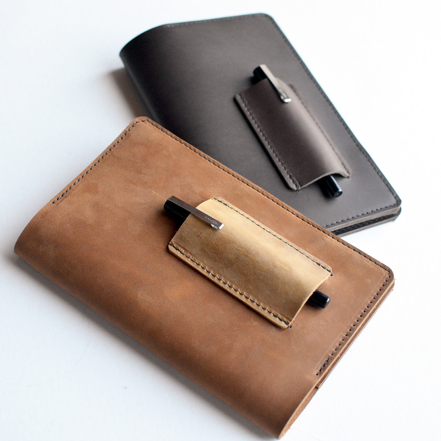 Refillable Leather Journal + Pen - Dark Brown Leather