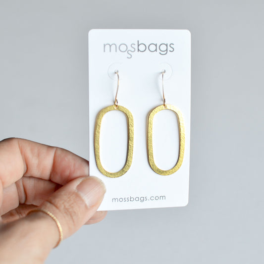 Oval Drop Dangle Earrings - Gold Plated