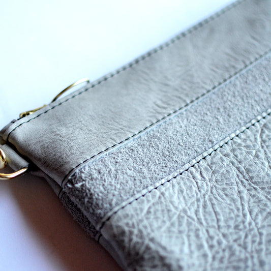 Small Leather Crossbody Bag - Grey Leather