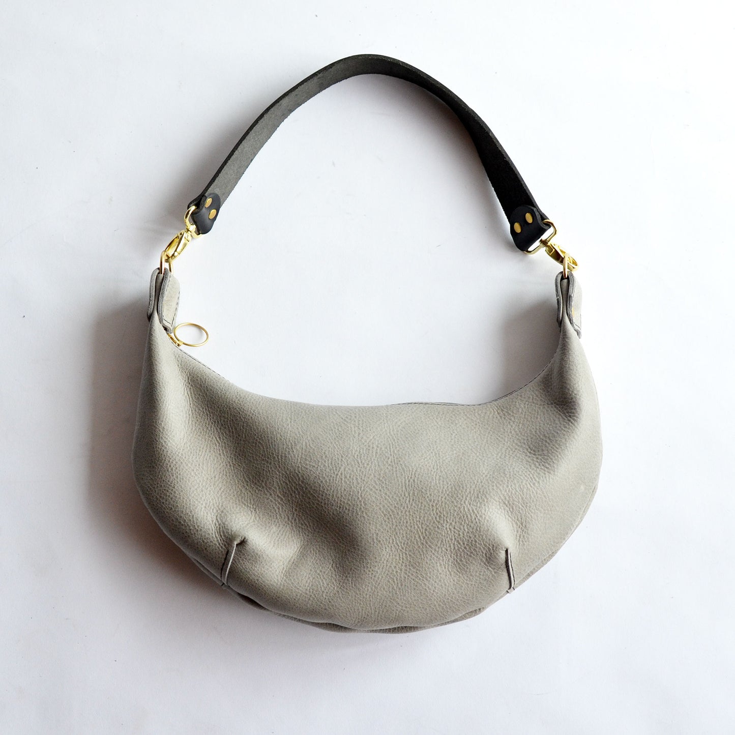 Leather HOBO Crossbody Bag - Grey Leather