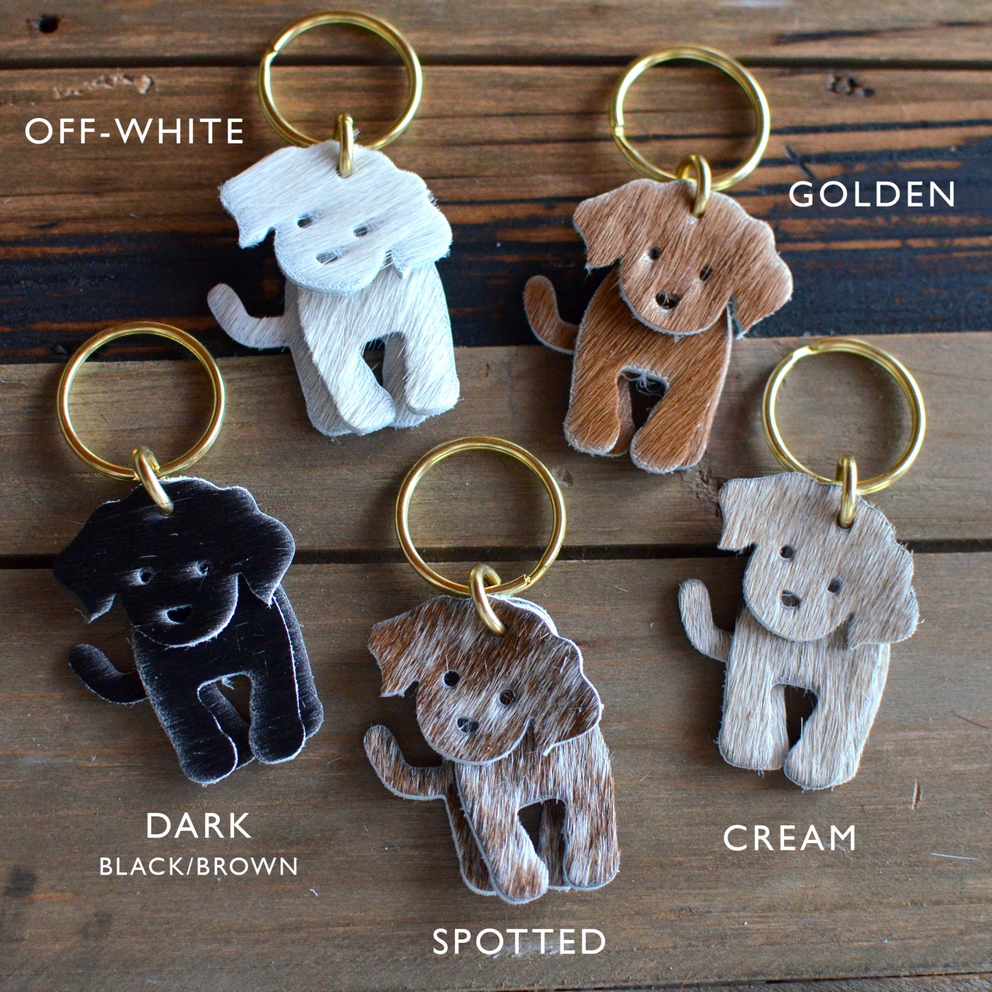 Dog Leather Keychain - Hair-On Leather (Moss Dog Collection)