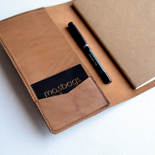 Refillable Leather Journal + Pen - Honey Brown Leather