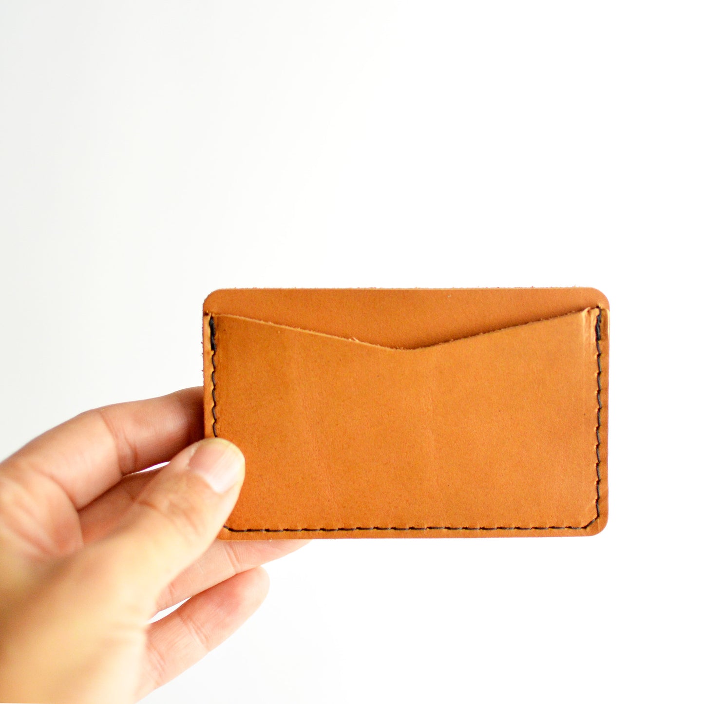 Double Sided Card Holder - Black Leather