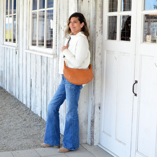 Leather HOBO Crossbody Bag - Natural Character Honey Leather