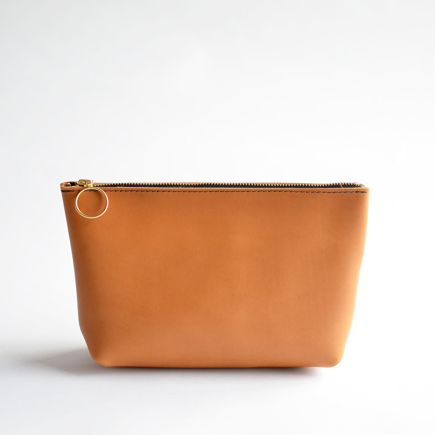 Wristlet Zipper Pouch - Honey Brown Leather