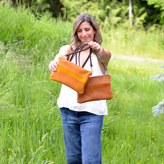 Small Leather Crossbody Bag - Amber Yellow Leather