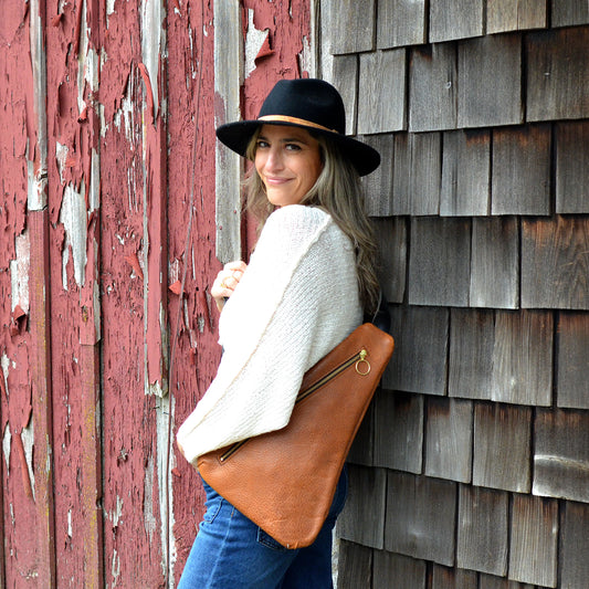 Triangle Sling Bag - Pebbled Tan Slouchy Leather