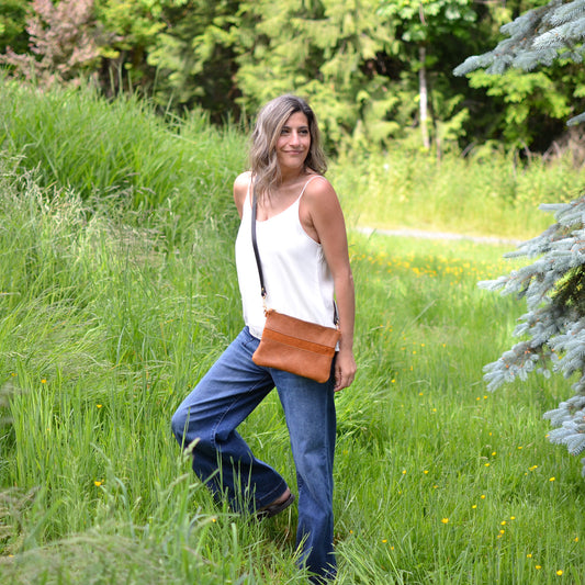 Small Leather Crossbody Bag - Tan Leather