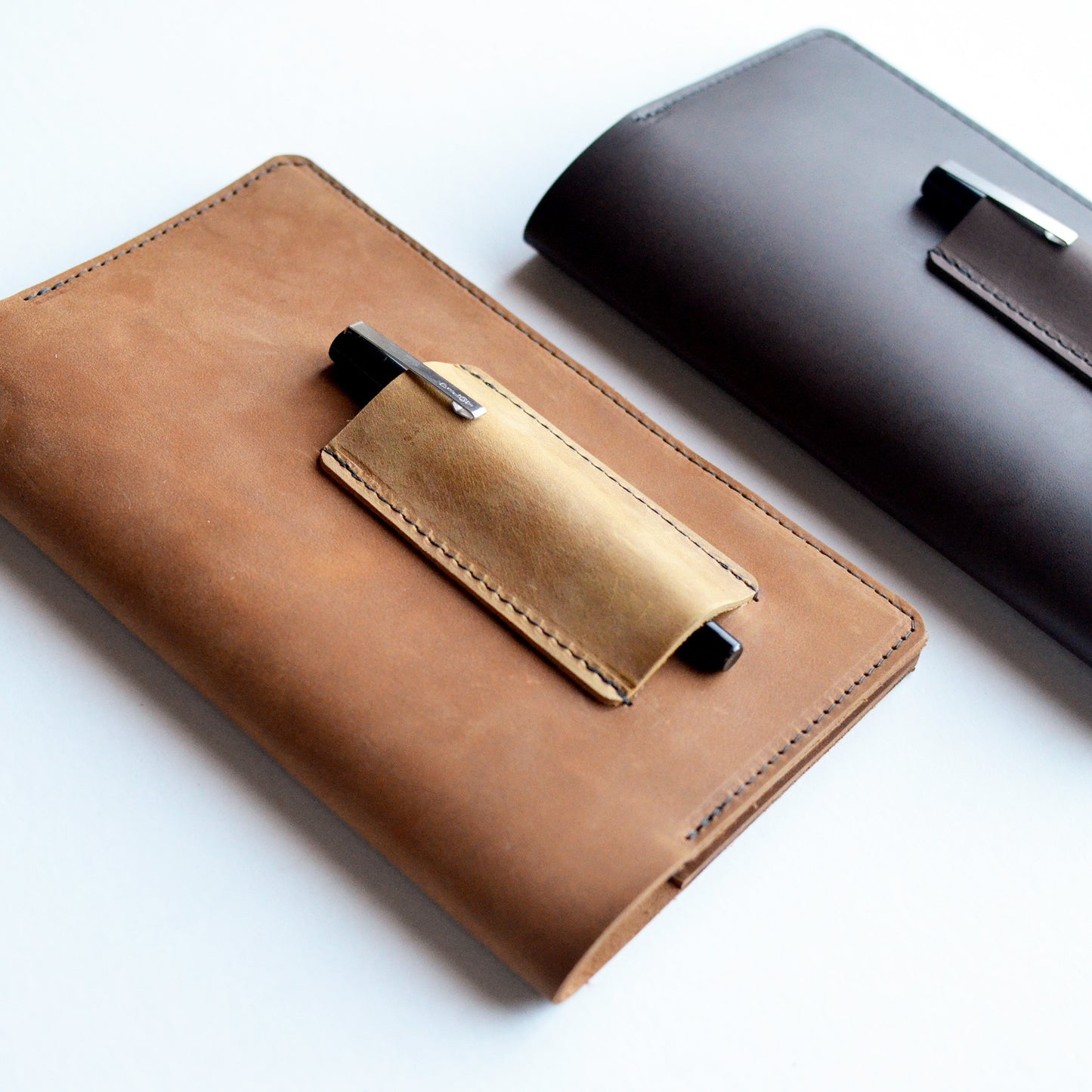 Refillable Leather Journal + Pen - Honey Brown Leather