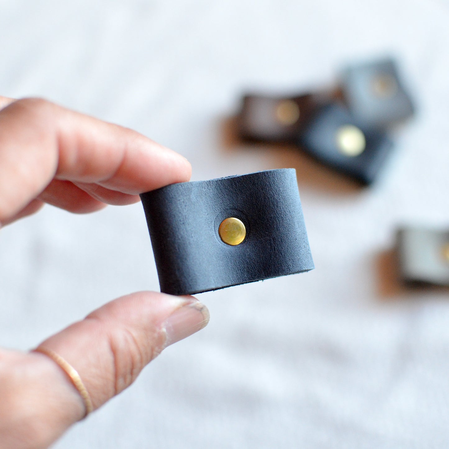 Bandana Slides - Full Grain Leather with Brass or Silver Rivet