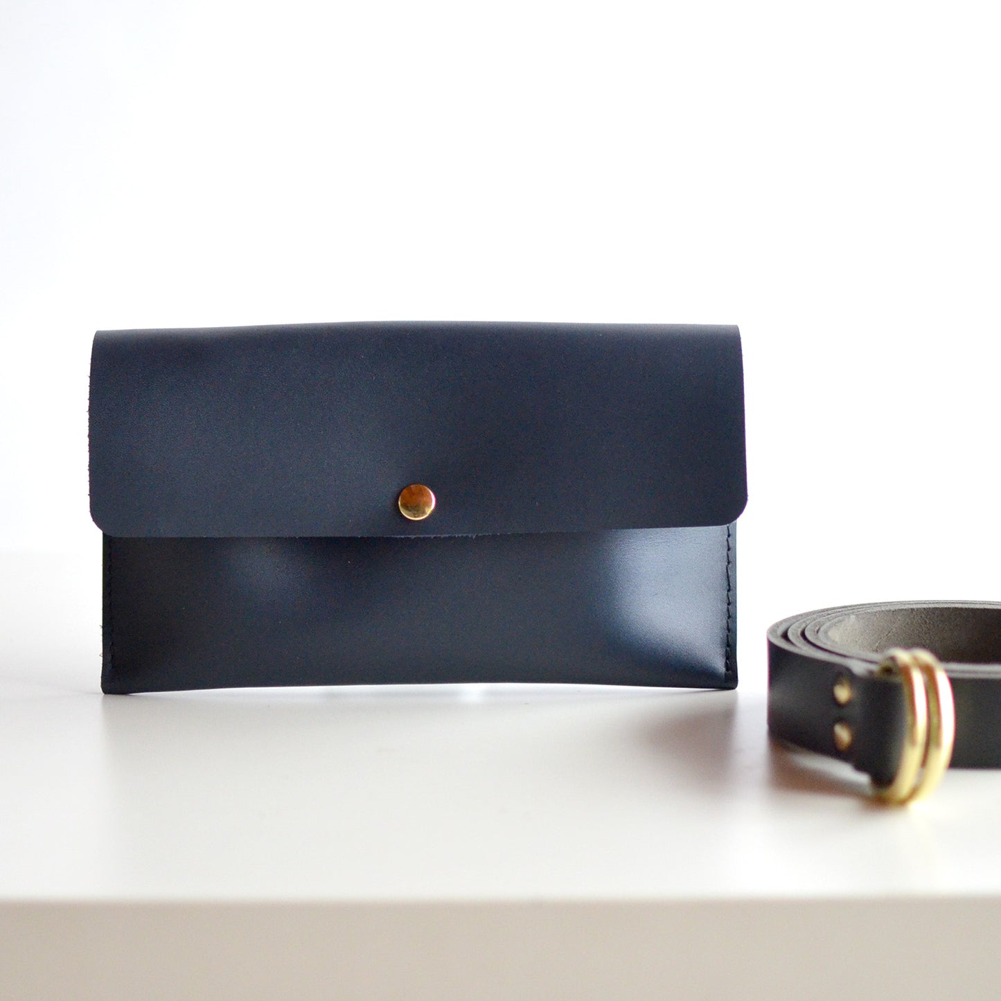 PERFECTLY IMPERFECT Hipster Bag (Fanny Pack + Clutch) - Navy Blue Leather