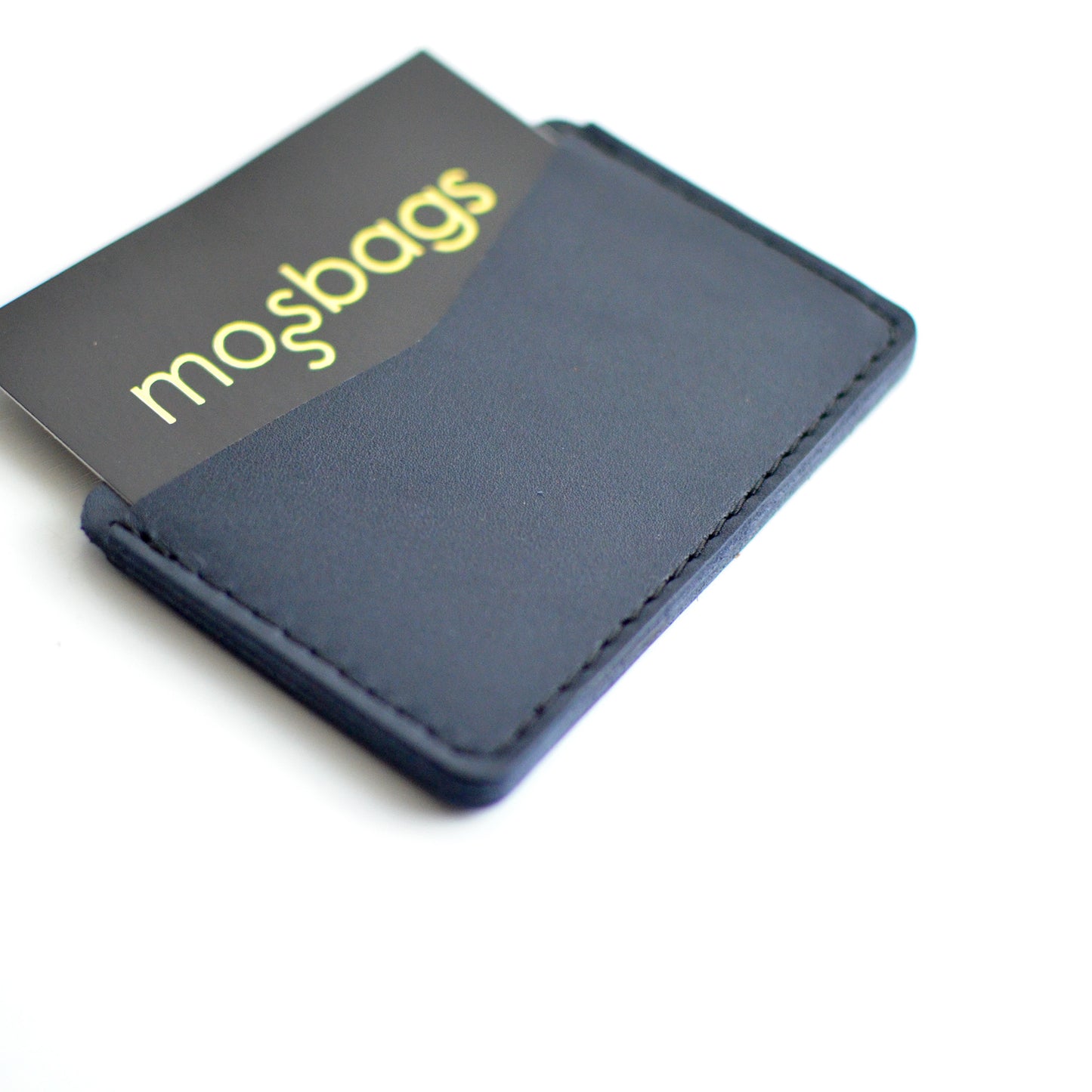 Double Sided Card Holder - Navy Blue Leather