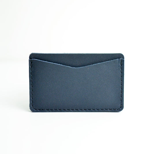 Double Sided Card Holder - Navy Blue Leather