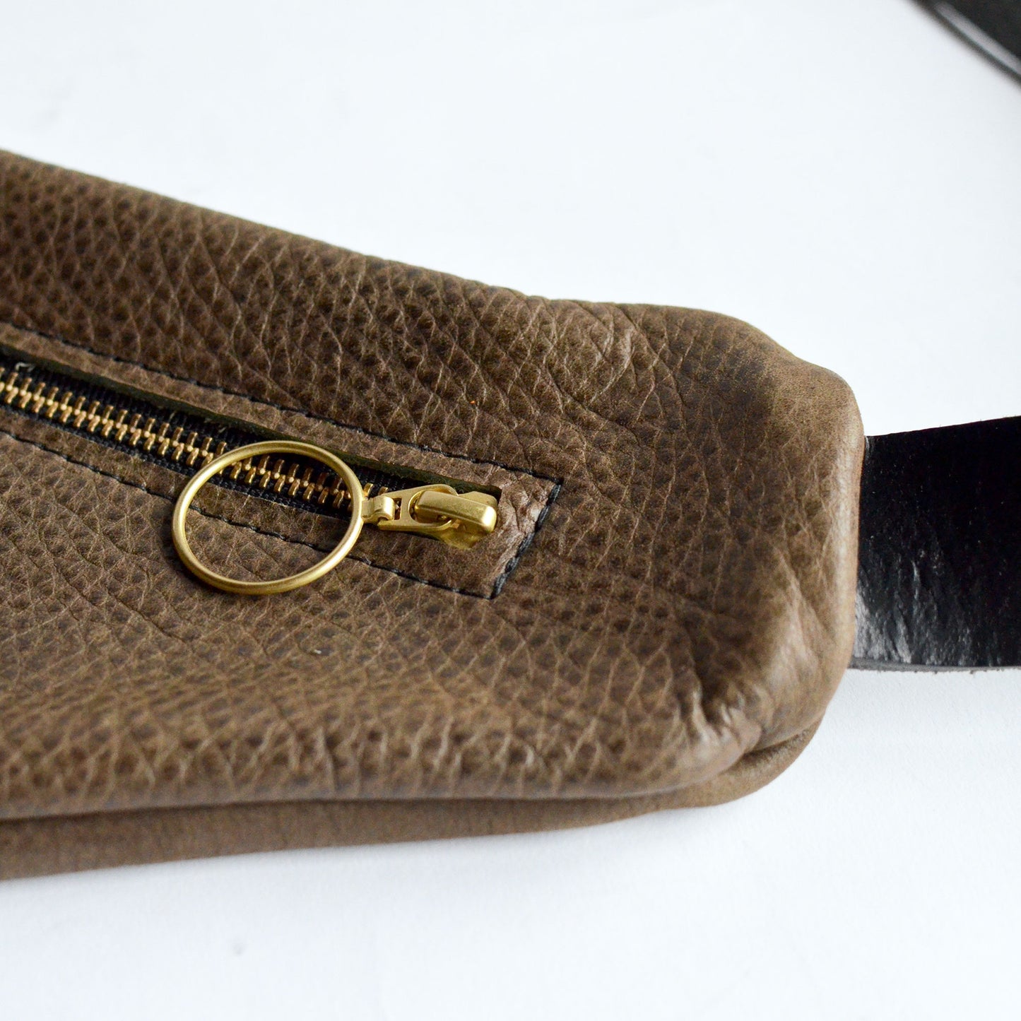 Triangle Sling Bag - Pebbled Olive Green Leather