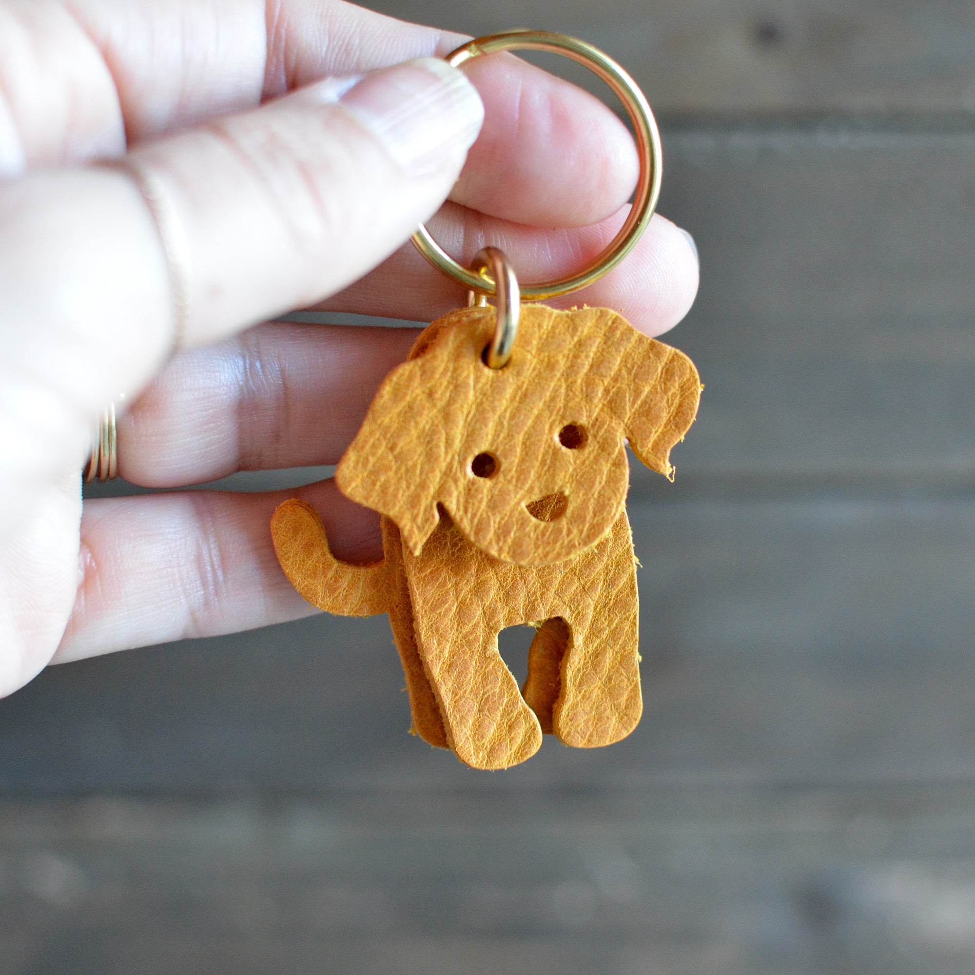 Doodle Dog Leather Keychain - Pebbled Soft Colorful Leather – MOSS
