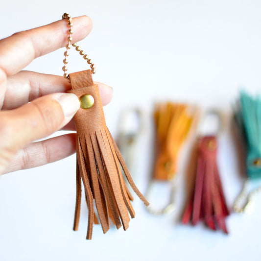 Fringe Bag Charm - Pebbled Leather Options