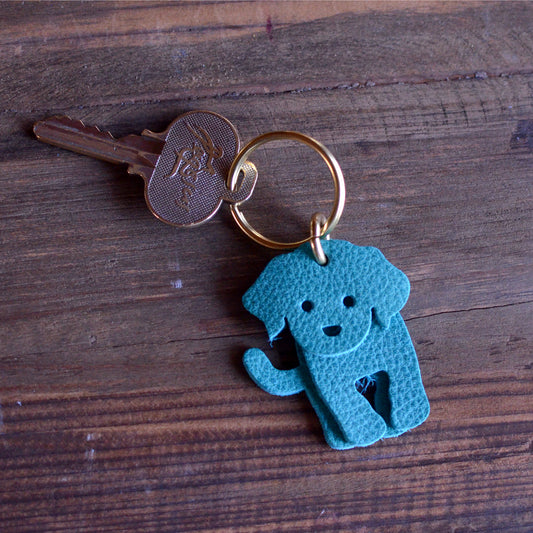 Doodle Dog Leather Key Ring - PEBBLED + SOFT Leather Options