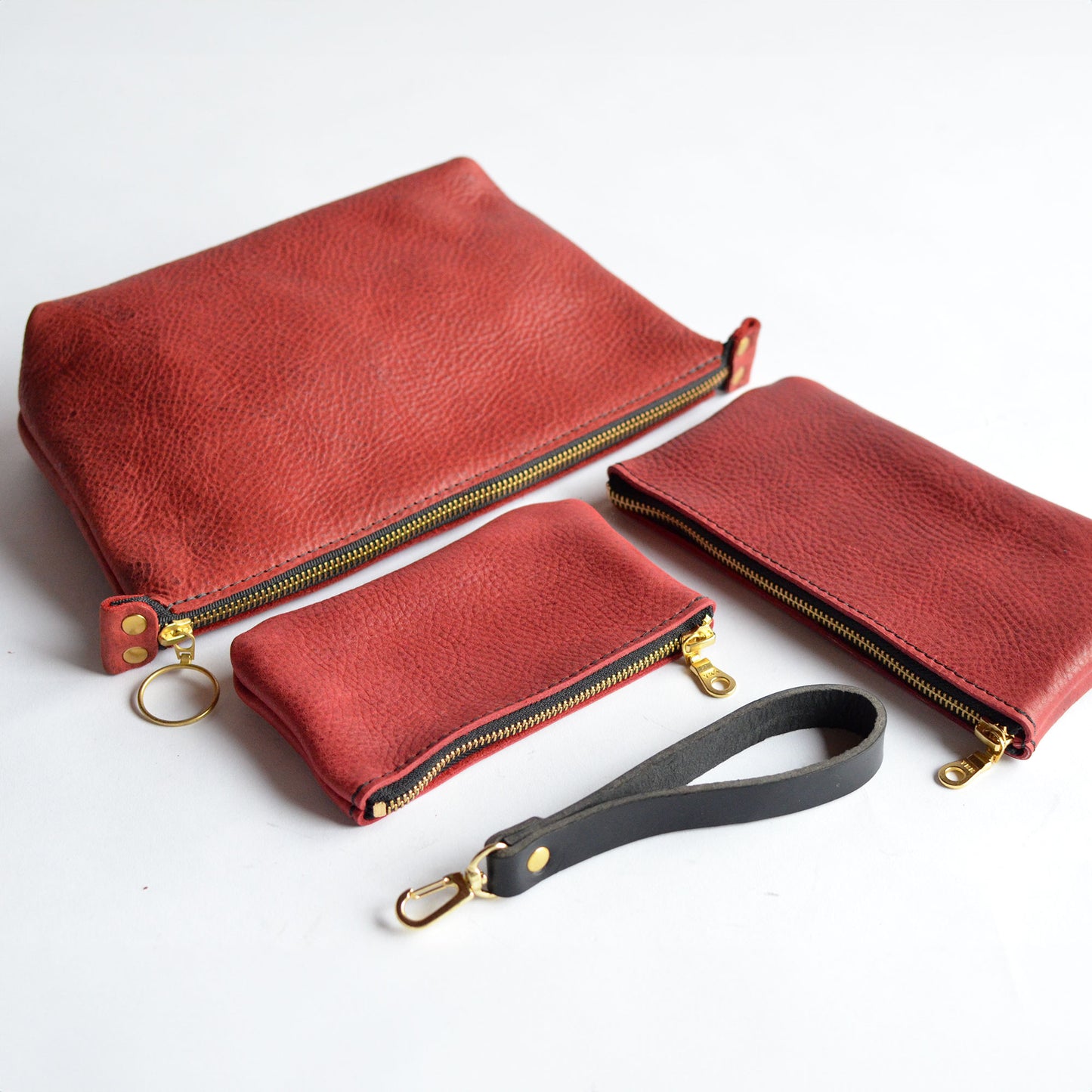 Set of 3 Zipper Pouch Bundle + Wristlet