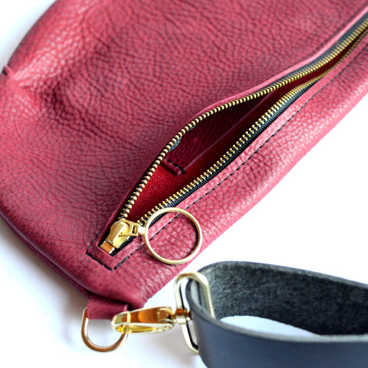 LOLA Sling Bag - Short Crossbody - Pebbled Red Leather