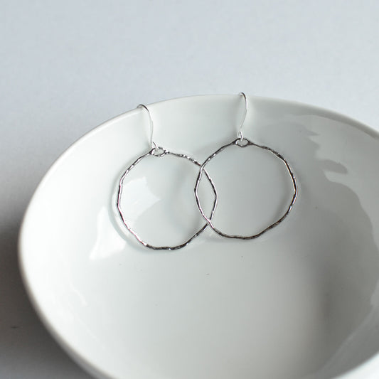 Textured Hoops - Shiny Gold + Silver