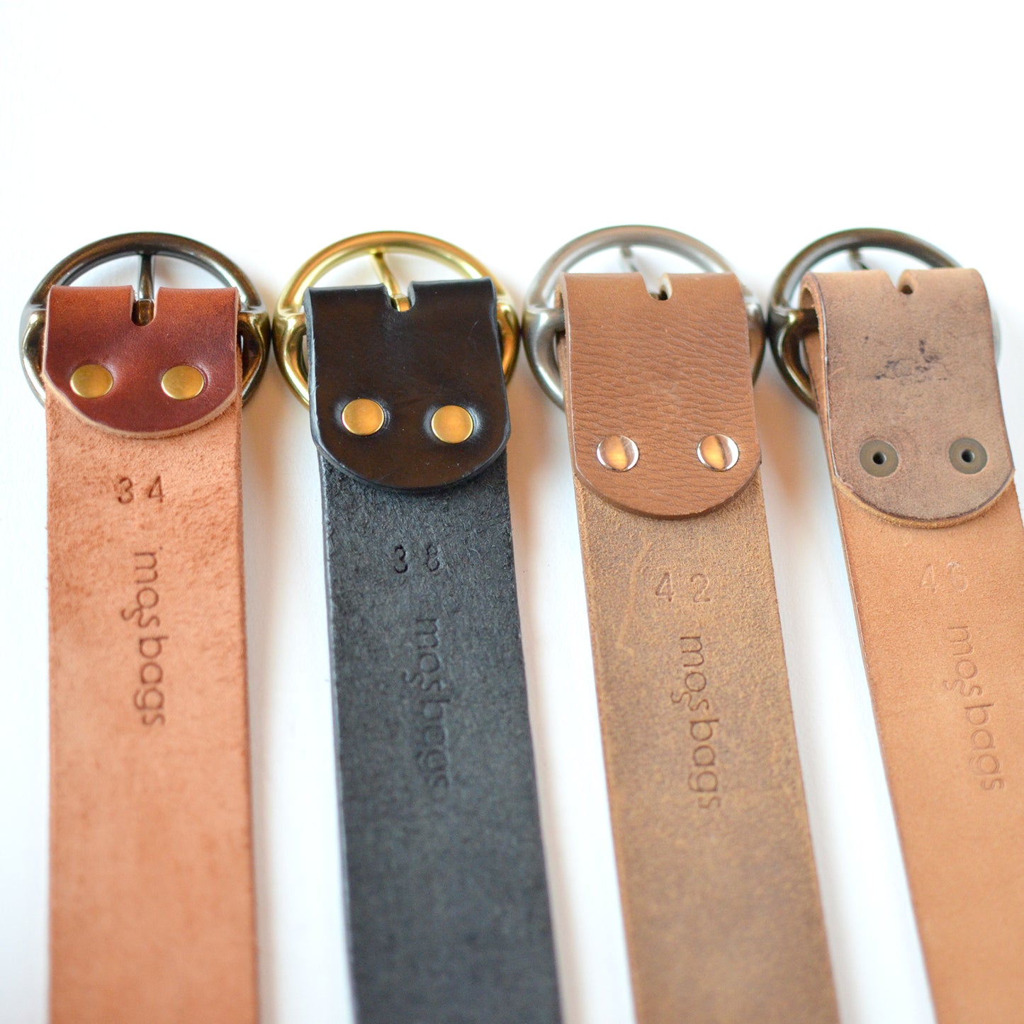 1½" Round Circle Leather BELT SALE - 3 Buckle Options