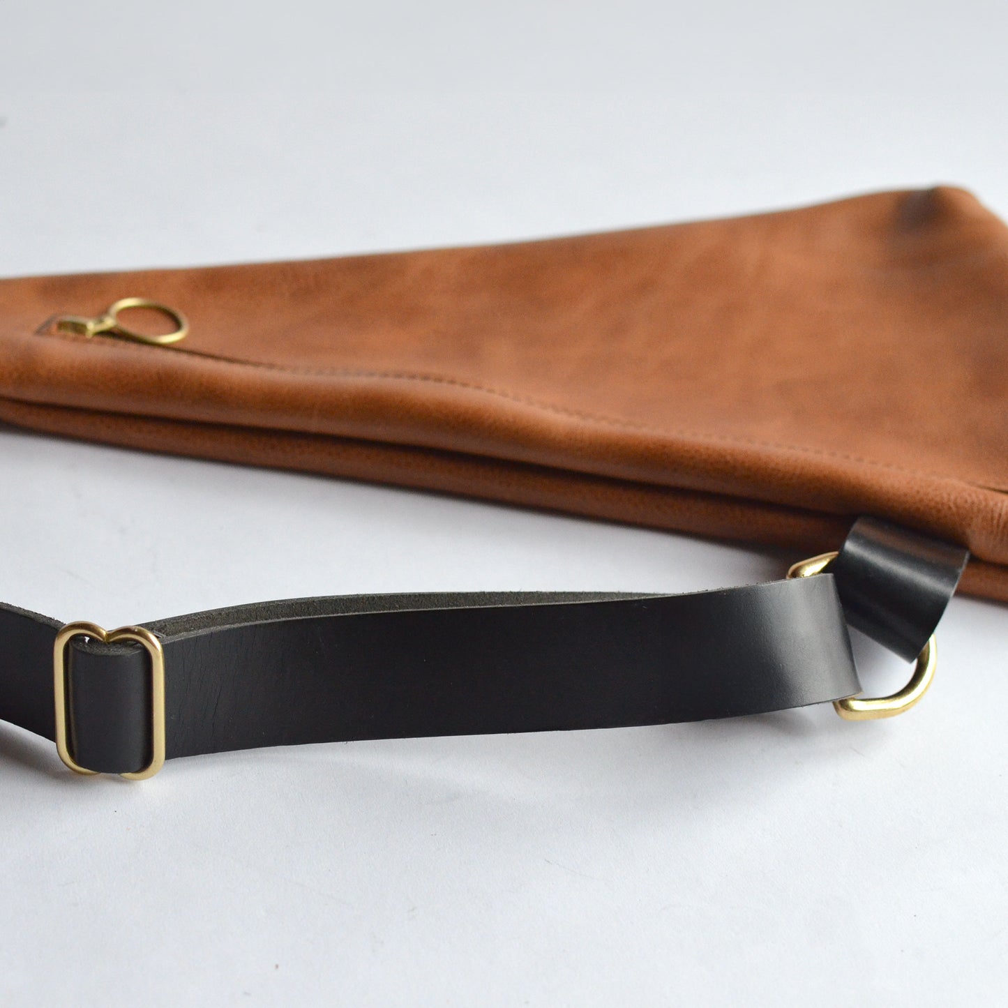Triangle Sling Bag - Pebbled Navy Blue Slouchy Leather