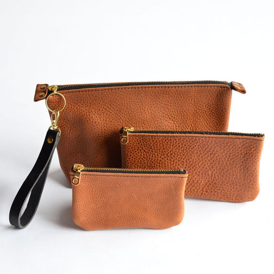 Set of 3 Zipper Pouch Bundle + Wristlet