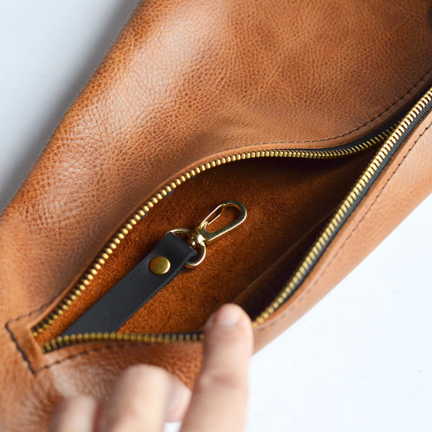 Triangle Sling Bag - Pebbled Tan Slouchy Leather