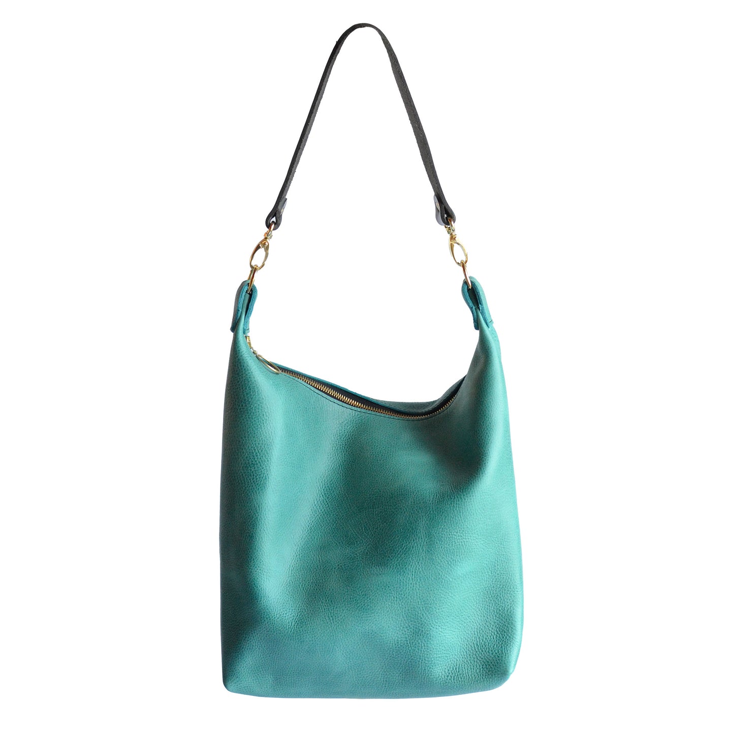 Leather BUCKET Crossbody Bag - Teal Leather