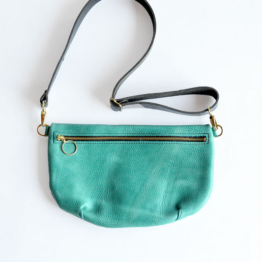 LOLA Sling Bag - Short Crossbody - Pebbled Teal Leather