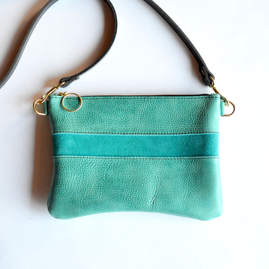 Small Leather Crossbody Bag - Teal Leather