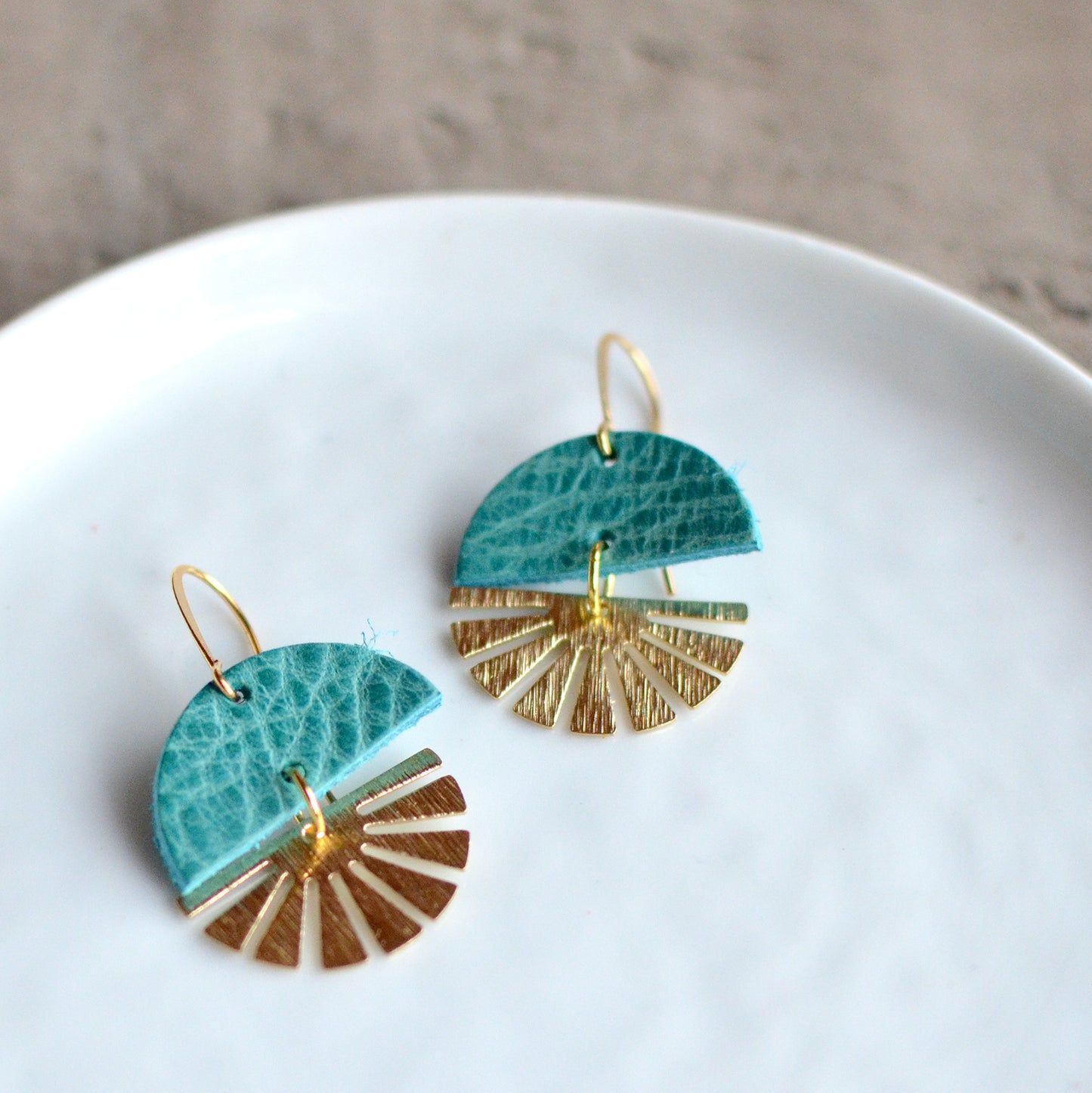 Sunburst Leather Earrings