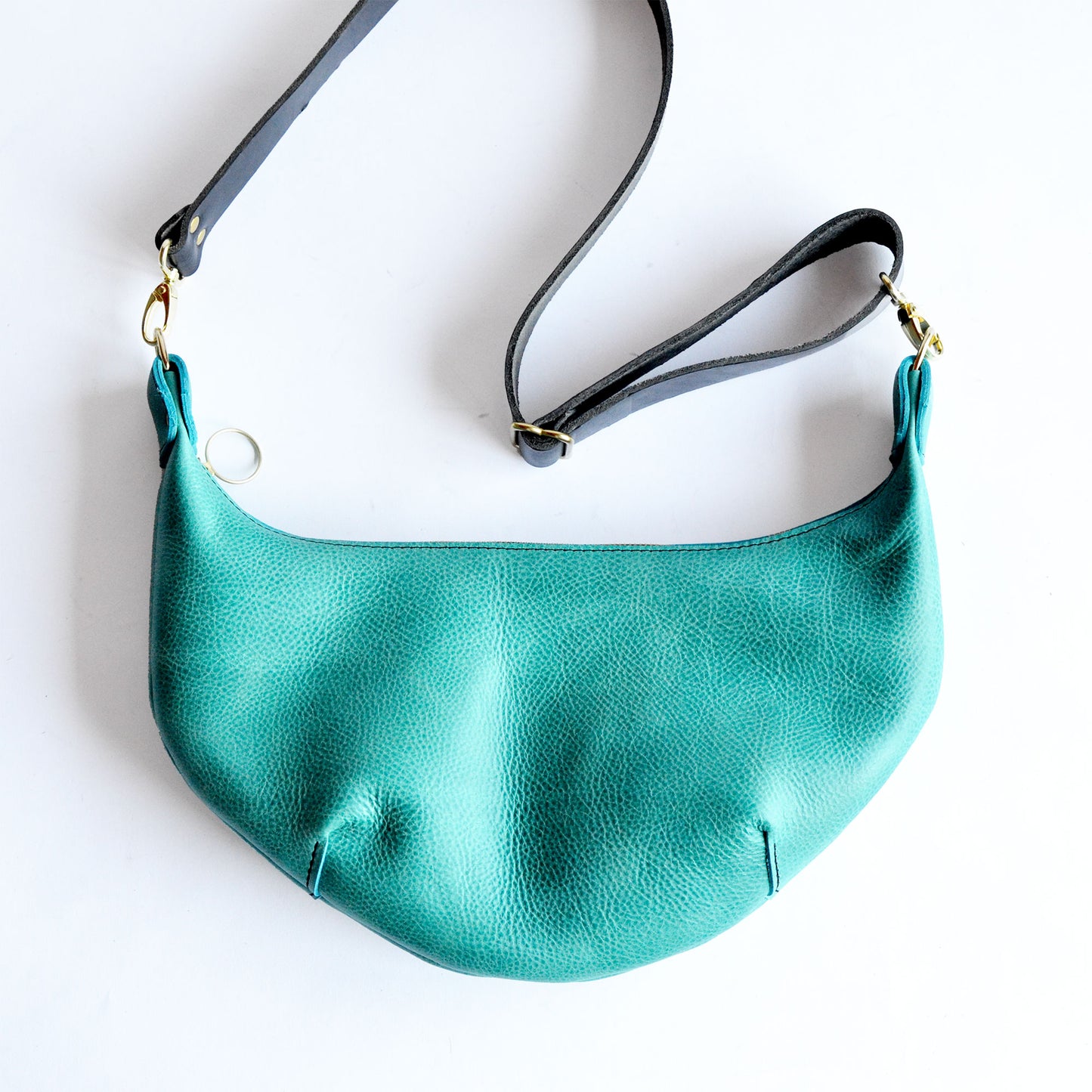 Leather HOBO Crossbody Bag - Teal Leather